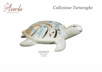 Tartaruga Marina Grande Azzurra Tema Albero Della Vita Con Led 15,5x14 Cm In Porcellana Di Capodimonte Completo Di Scatola Trofeo