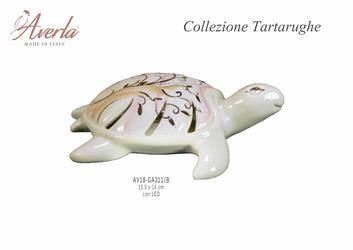 Tartaruga Marina Grande Rosa Tema Albero Della Vita Con Led 15,5x14 Cm In Porcellana Di Capodimonte Completo Di Scatola Trofeo