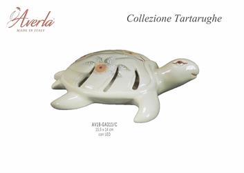 Tartaruga Marina Grande Con Fiori Grigi Con Led 15,5x14 Cm In Porcellana Di Capodimonte Completo Di Scatola Trofeo