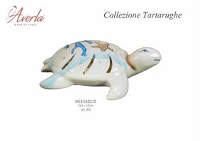 Tartaruga Marina Grande Azzurra Tema Marino Con Led 15,5x14 Cm In Porcellana Di Capodimonte Completo Di Scatola Trofeo