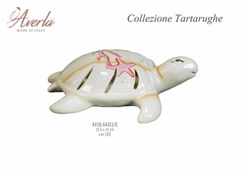 Tartaruga Marina Grande Cipria Tema Marino Con Led 15,5x14 Cm In Porcellana Di Capodimonte Completo Di Scatola Trofeo