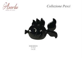 Pesce Piccolo Nero Con Led 12x8 Cm In Porcellana Di Capodimonte Completo Di Scatola Trofeo