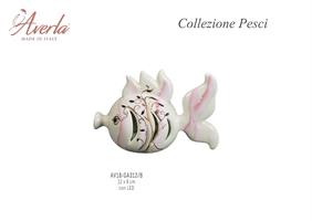 Pesce Piccolo Rosa Tema Albero Della Vita Con Led 12x8 Cm In Porcellana Di Capodimonte Completo Di Scatola Trofeo
