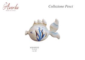 Pesce Piccolo Azzurro Tema Marino Con Led 12x8 Cm In Porcellana Di Capodimonte Completo Di Scatola Trofeo