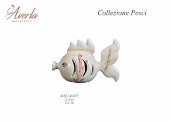 Pesce Piccolo Cipria Tema Marino Con Led 12x8 Cm In Porcellana Di Capodimonte Completo Di Scatola Trofeo