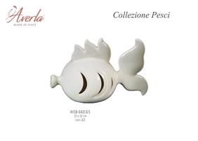 Pesce Grande Bianco Con Led 15x10 Cm In Porcellana Di Capodimonte Completo Di Scatola Trofeo