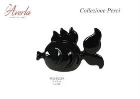 Pesce Grande Nero Con Led 15x10 Cm In Porcellana Di Capodimonte Completo Di Scatola Trofeo