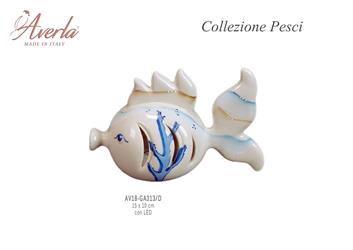 Pesce Grande Azzurro Tema Marino Con Led 15x10 Cm In Porcellana Di Capodimonte Completo Di Scatola Trofeo