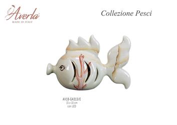 Pesce Grande Cipria Tema Marino Con Led 15x10 Cm In Porcellana Di Capodimonte Completo Di Scatola Trofeo
