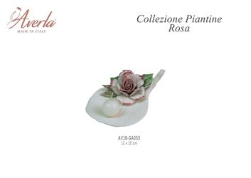 Foglia Con Rosa 12x10 Cm In Porcellana Di Capodimonte Completo Di Scatola Trofeo