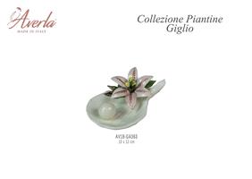 Foglia Con Giglio 12x10 Cm In Porcellana Di Capodimonte Completo Di Scatola Trofeo