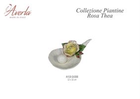 Foglia Con Rosa Thea 12x10 Cm In Porcellana Di Capodimonte Completo Di Scatola Trofeo