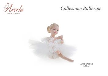Ballerina Seduta Con Chignon Bianca Media H.15 Cm Completa Di Scatola Trofeo