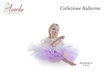 Ballerina Seduta Con Capelli Lunghi Lilla Media H.15 Cm Completa Di Scatola Trofeo