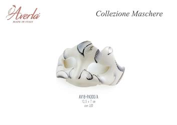Maschera Piccola Con Decori Grigio E Nero Con Led 12x7 Cm In Porcellana Di Capodimonte Completo Di Scatola Trofeo