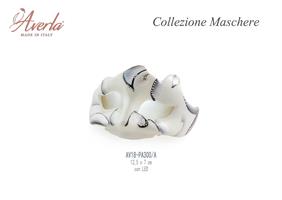 Maschera Piccola Con Decori Grigio E Nero Con Led 12x7 Cm In Porcellana Di Capodimonte Completo Di Scatola Trofeo