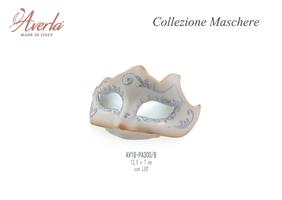 Maschera Piccola Con Decori Tortorea E Argento Con Led 12x7 Cm In Porcellana Di Capodimonte Completo Di Scatola Trofeo