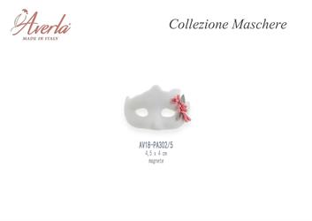 Maschera A Magnete Biscuit Bianca Con Rose 4,5x4 Cm In Porcellana Di Capodimonte
