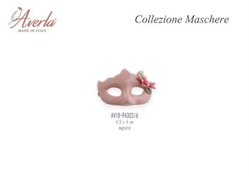 Maschera A Magnete Cipria Con Rose 4,5x4 Cm In Porcellana Di Capodimonte