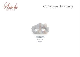 Maschera A Magnete Con Decori Grigio E Cipria 4,5x4 Cm In Porcellana Di Capodimonte
