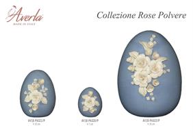 Uovo Piccolo Polvere Con Rose H.7 Cm In Porcellana Di Capodimonte Completo Di Scatola Trofeo