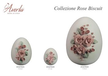 Uovo Medio Biscuit Bianco Con Rose H.10 Cm In Porcellana Di Capodimonte Completo Di Scatola Trofeo