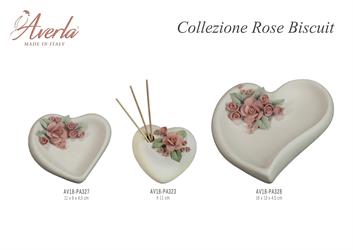 Profumatore Cuore Piccolo Biscuit Bianco Con Rose H.11 Cm In Porcellana Di Capodimonte Completo Di Scatola Trofeo