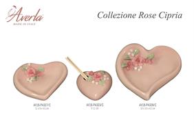 Cuore Svuotatasche Grande Cipria Con Rose 16x15x4,5 Cm In Porcellana Di Capodimonte Completo Di Scatola Trofeo