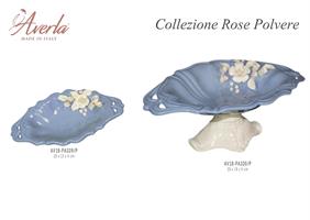 Vassoio Ovale Grande Polvere Con Rose 33x19x5 Cm In Porcellana Di Capodimonte Completo Di Scatola