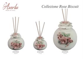 Profumatore Tondo Grande Biscuit Bianco Con Rose H.12 Cm In Porcellana Di Capodimonte Completo Di Scatola Trofeo
