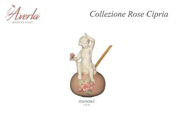 Profumatore Angelo Cipria Con Rose Su Sfera H.16 Cm In Porcellana Di Capodimonte Completo Di Scatola Trofeo