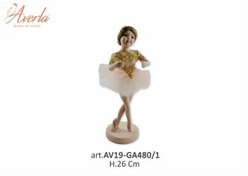 Ballerina Grande In Piedi Con Vestito Salmone Oro H.26 Cm In Porcellana Di Capodimonte Completa Di Scatola Trofeo Alto Max