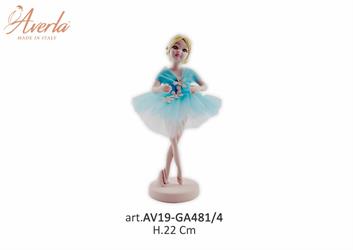 Ballerina Media In Piedi Con Vestito Turchese H.22 Cm In Porcellana Di Capodimonte Completa Di Scatola Trofeo Alto