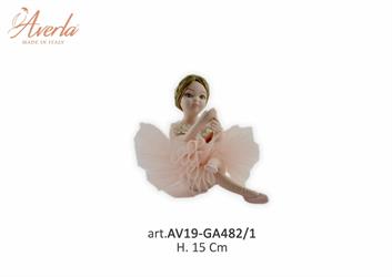 Ballerina Seduta Con Vestito Salmone H.15 Cm In Porcellana Di Capodimonte Completa Di Scatola Trofeo