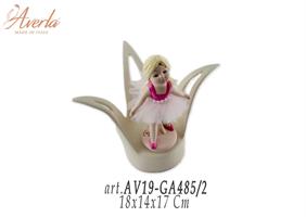 Carrilon Corona Con Ballerina In Piedi In Porcellana Di Capodimonte 18x14x17 Cm Completa Di Scatola Trofeo