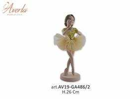 Ballerina Grande In Piedi Con Vestito Paillettes Oro H.26 Cm In Porcellana Di Capodimonte Completa Di Scatola Trofeo Alto Max