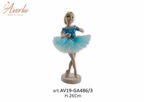  Ballerina Grande In Piedi Con Vestito Paillettes Turchese H.26 Cm In Porcellana Di Capodimonte Completa Di Scatola Trofeo Alto Max