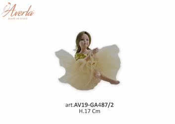 Ballerina Seduta Con Vestito Paillettes Oro H.17 Cm In Porcellana Di Capodimonte Completa Di Scatola Trofeo