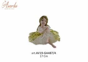 Ballerina Seduta Con Vestito Pieno Paillettes Oro H.17 Cm In Porcellana Di Capodimonte Completa Di Scatola Trofeo