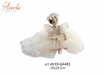 Bambola Max Con Vestito Bianco In Pizzo 19x24 Cm In Porcellana Di Capodimonte Completa Di Scatola Regalo