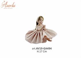 Bambola Grande Con Vestito In Velluto H.17 Cm In Porcellana Di Capodimonte Completa Di Scatola Trofeo