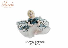 Bambola Max Con Vestito In Pizzo Blu 19x24 Cm In Porcellana Di Capodimonte Completa Di Scatola Regalo
