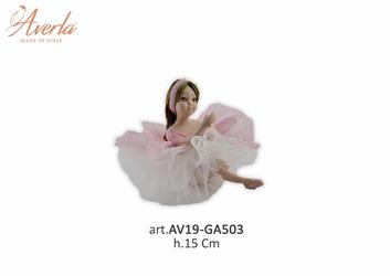 Bambola Media Con Vestito Rosa Glitterato H.15 Cm In Porcellana Di Campodimonte Completa Di Scatola Trofeo