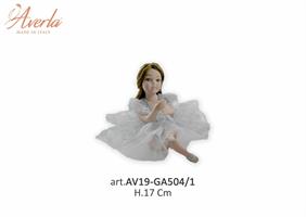 Bambola Grande Con Vestito Glitterato Argento H.17 Cm In Porcellana Di Capodimonte Completa Di Scatola Trofeo