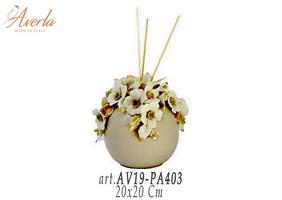 Profumatore Sfera Max Con Fiori 20x20 Cm In Porcellana Di Capodimonte Completa Di Scatola Regalo