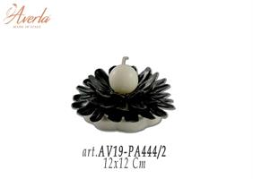 Ninfea Portacandela Nera 12x12 Cm In Porcellana Di Capodimonte Completa Di Scatola Trofeo