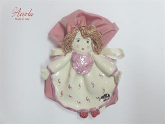 Bimba AVERLA Con Bavetta Glicine Con Scacchetto H.17 Cm