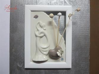 Cornice AVERLA Con Profumatore Sposi Con Cuore Fango H.22x16 Cm Con Scatola