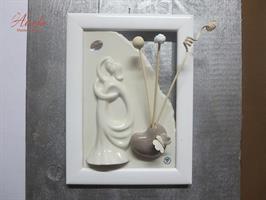 Cornice AVERLA Con Profumatore Sposi Con Cuore Fango H.22x16 Cm Con Scatola