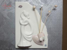 Quadretto AVERLA Sposi Con Profumatore Con Cuore Cipria H.22x16 Cm Con Scatola